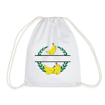 Bananen im Lorbeerkranz mit gelben Bananen - Turnbeutel - Weiß - Vorne