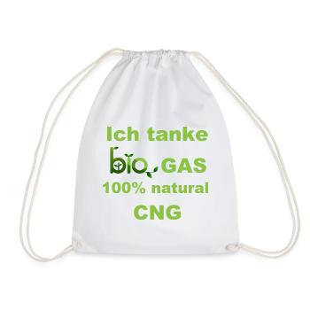 Ich tanke Bio Gas 100% CNG grün - Turnbeutel - Weiß - Vorne