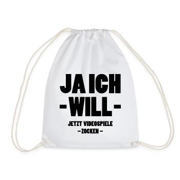Zocken Gamer JGA Hochzeit Lustig Geschenk - Turnbeutel - Weiß - Vorne