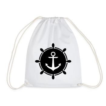 Anchor steering wheel - Drawstring Bag - white - Front