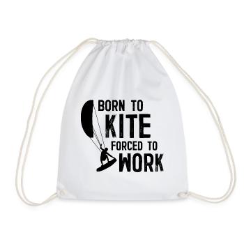 Born to kite forced to work gift kitesurfer - Drawstring Bag - white - Front