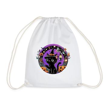 Purple Kitty Halloween - Drawstring Bag - white - Front