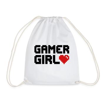 Gamer Girl Heart Gaming - Drawstring Bag - white - Front