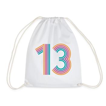 Cool Number 13 - 13 Years Old 13th Birthday Gift - Drawstring Bag - white - Front