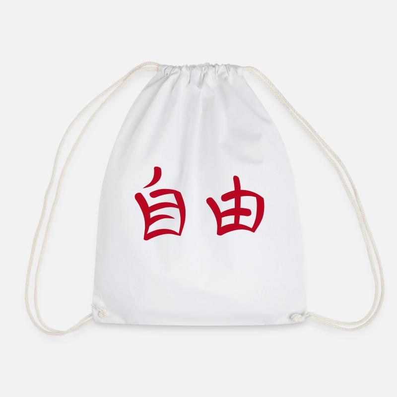 Kanji - Freedom - Drawstring Bag - white