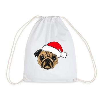 Weihnachten Mops - Turnbeutel - Weiß - Vorne