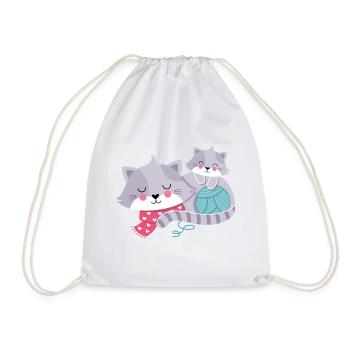 Chats avec bulbe de laine - Sac de sport léger - blanc - Devant