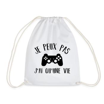 Je peux pas j' ai qu' une vie humour gaming gamer - Sac de sport léger - blanc - Devant