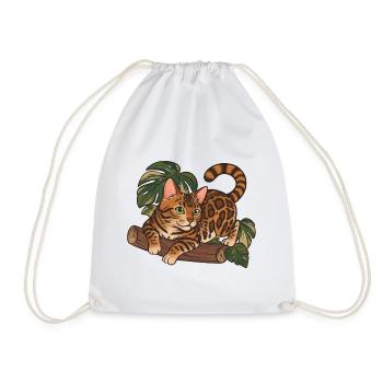 Bengal-Katze auf Baumstamm-Dschungel-Illustration - Turnbeutel - Weiß - Vorne