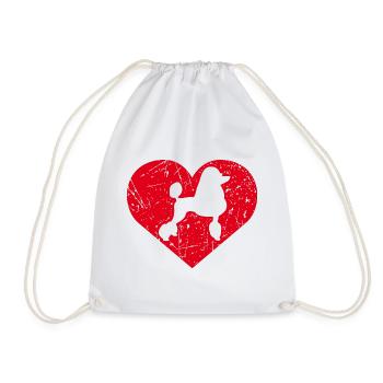 Poodle Heart - Drawstring Bag - white - Front
