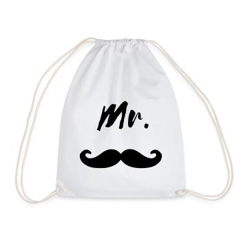 Mr Moustache Mister Bart Beard cool Geschenk - Turnbeutel - Weiß - Vorne