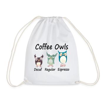 Coffee owls Geschenk Barista Kaffeeliebhaber - Turnbeutel - Weiß - Vorne