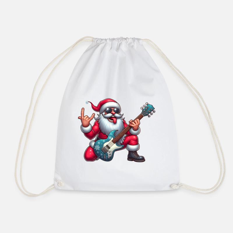 Santa Rock 3 - Drawstring Bag - white