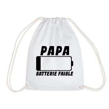 Papa Batterie Faible - Cadeau Humour - Sac de sport léger - blanc - Devant