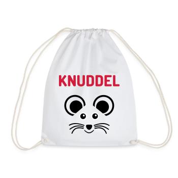 ★ Designfarben änderbar ★ Knuddelmaus - Turnbeutel - Weiß - Vorne