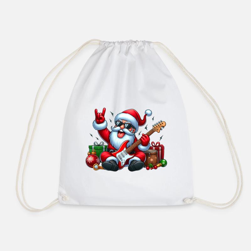 Santa Rock 4 - Drawstring Bag - white