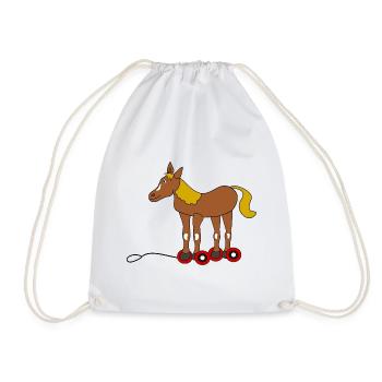 Dessin animé cheval avec des patins à roulettes - Sac de sport léger - blanc - Devant