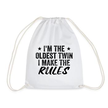 I'm The Oldest Twin Funny Twin Tees - Sac de sport léger - blanc - Devant