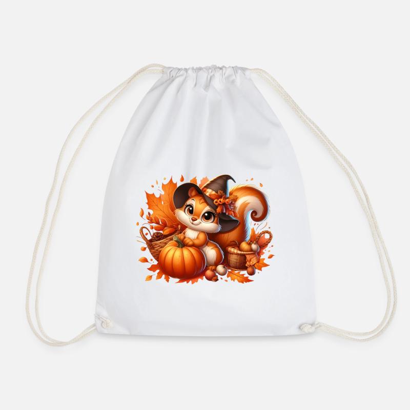 squirell autumn2 - Drawstring Bag - white