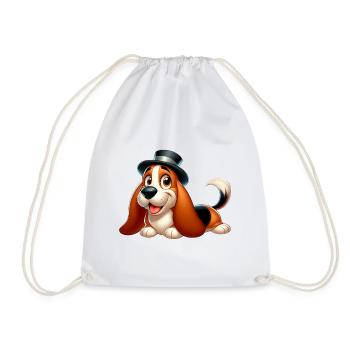 Basset 7 - Drawstring Bag - white - Front