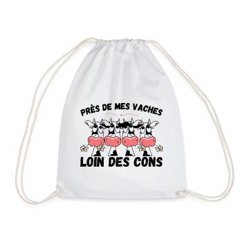 Près de mes vaches loin des cons humour vache - Sac de sport léger - blanc - Devant