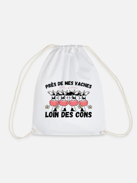 Près de mes vaches loin des cons humour vache - Sac de sport léger - blanc
