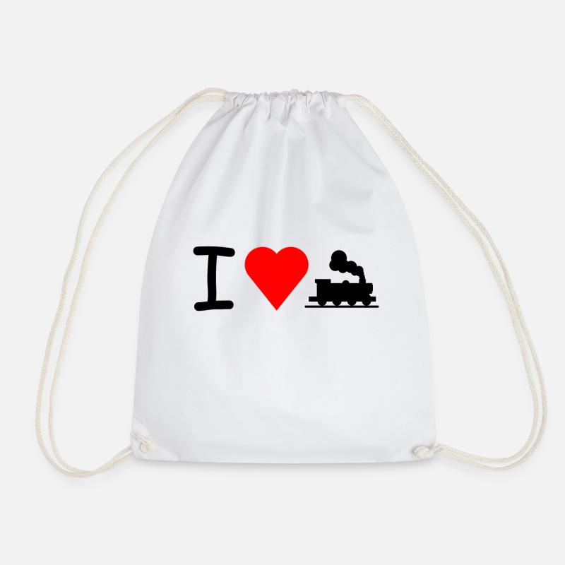 I love Lok Eisenbahn Lokomotive Bahn - Turnbeutel - Weiß