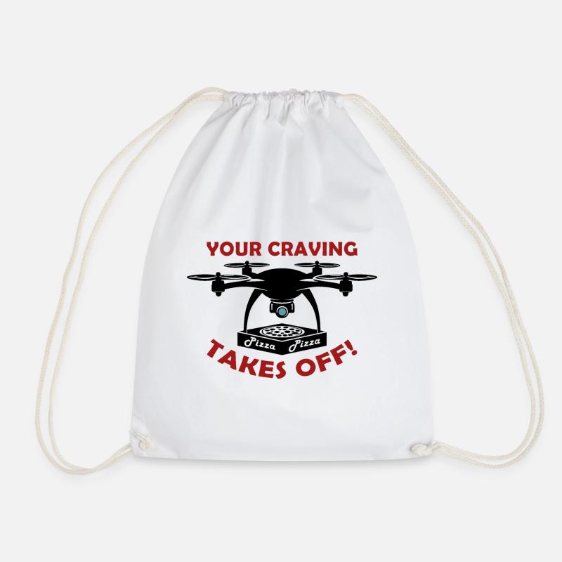 Pizza Delivery Drone - Drawstring Bag - white