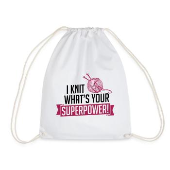 I Knit what's your superpower - Turnbeutel - Weiß - Vorne