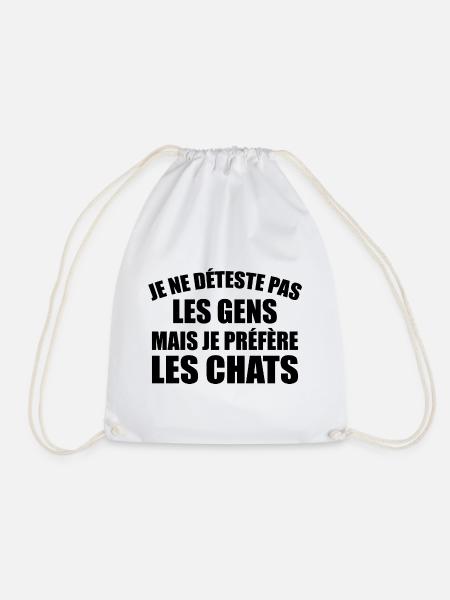 Je Ne Déteste Pas Les Gens - Je Préfère Les Chats - Sac de sport léger - blanc