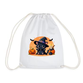 Halloween Black Kitten - Drawstring Bag - white - Front