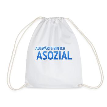 Auswärts bin ich Asozial - Turnbeutel - Weiß - Vorne