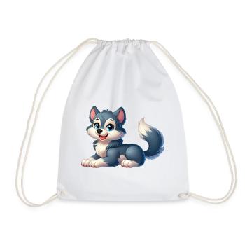 Wolf - Drawstring Bag - white - Front