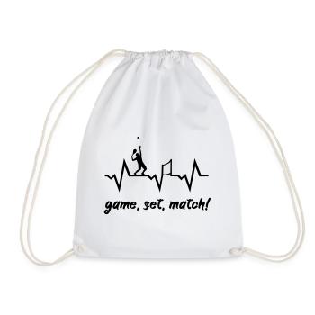 Tennis pulse heartbeat - Drawstring Bag - white - Front