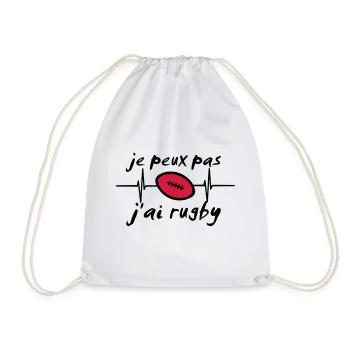 je peux pas j'ai rugby citation message - Sac de sport léger - blanc - Devant