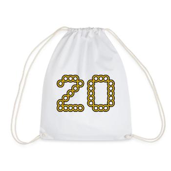 20. 20 ANS. 20e ANNIVERSAIRE. ANNIVERSAIRE 20 ANS. - Sac de sport léger - blanc - Devant
