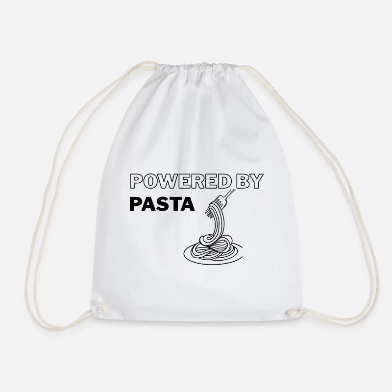 powered by pasta - Drawstring Bag - white
