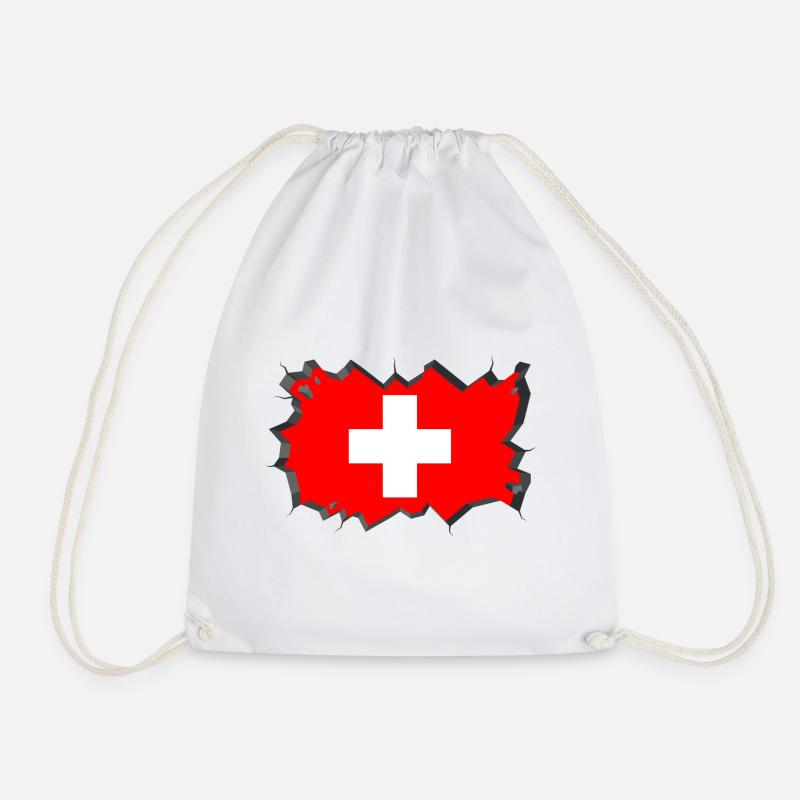 Le bloc de glace du drapeau suisse craque la Suisse - Sac de sport léger - blanc