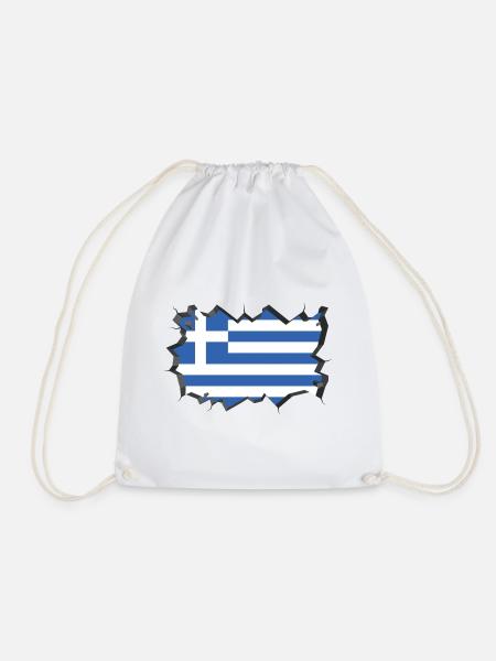 Griechenland Flagge Hellas Fahne Athen Kreta Kos - Turnbeutel - Weiß