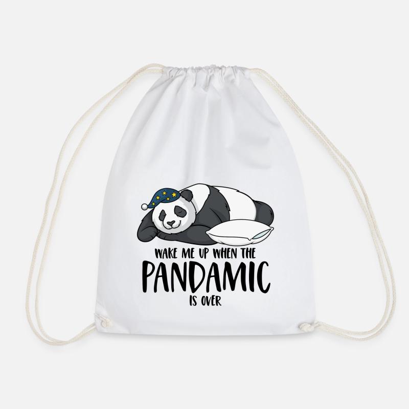 Panda Spruch Wake me up when the pandamic is over - Turnbeutel - Weiß