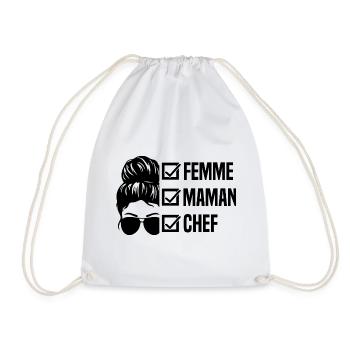 Femme maman chef idée cadeau pour la fête des mère - Sac de sport léger - blanc - Devant