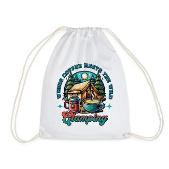glamping and coffe - Drawstring Bag - white - Front
