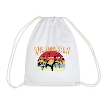 Stylisches Rheinhessen Design- Rheinhessenwein - Turnbeutel - Weiß - Vorne