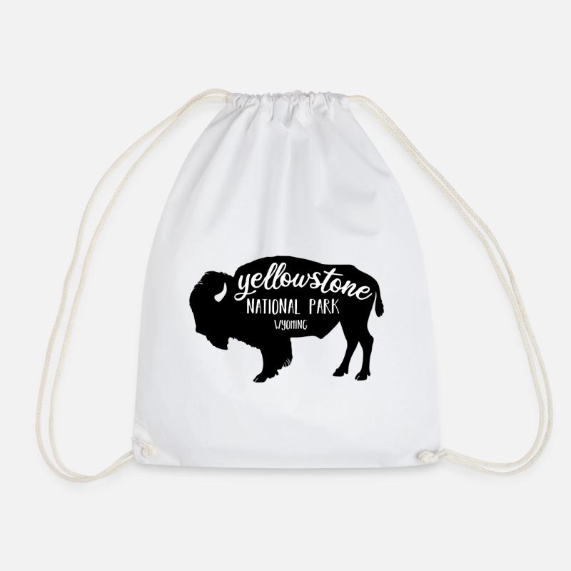Yellowstone NP Bison couleur noir - Sac de sport léger - blanc