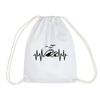 Waves Coasts Heartbeat Sea - Drawstring Bag - white - Front