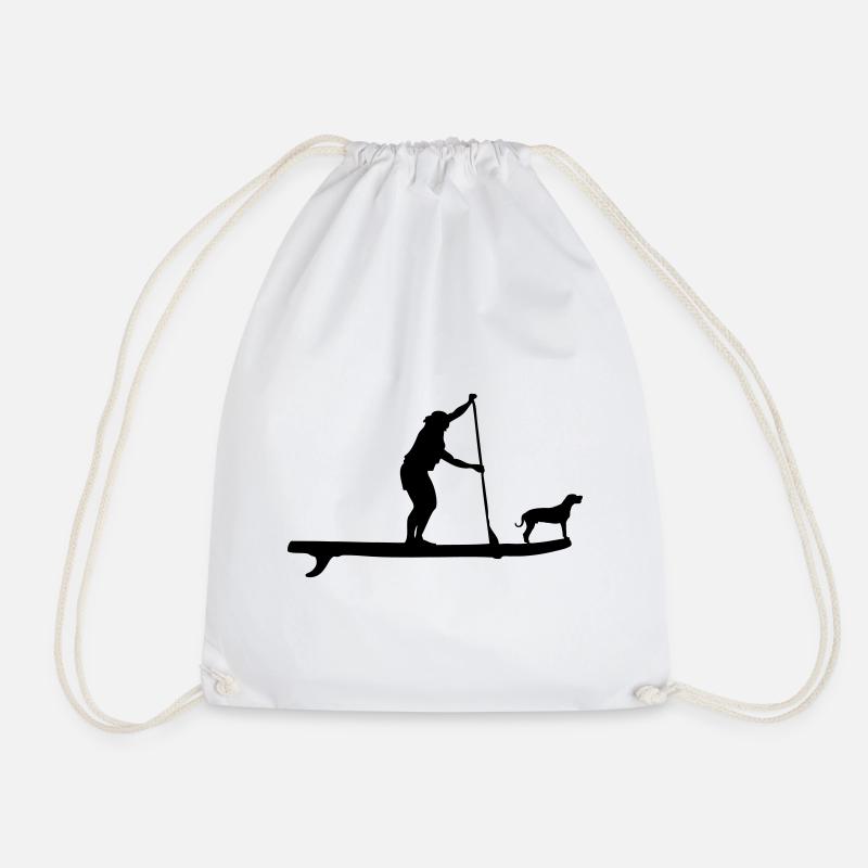 SUP mit Hund - Stand Up Paddle Wassersport Board - Turnbeutel - Weiß