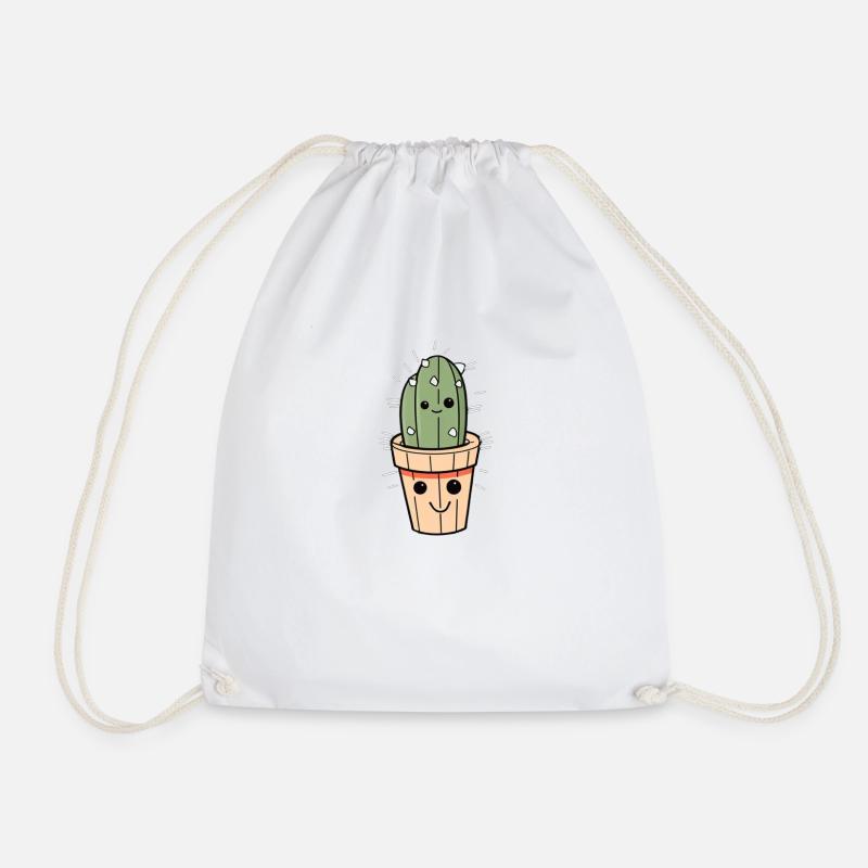 Laughing plant lover Unique cactus - Drawstring Bag - white