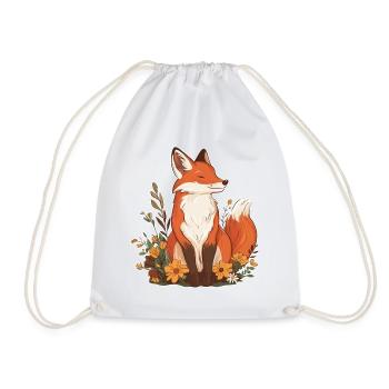 Fuchs mit Blumen - Turnbeutel - Weiß - Vorne