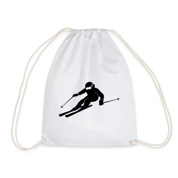 Winter - Skier Carving - Drawstring Bag - white - Front