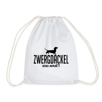 Zwergdackel was sonst Hunde Spruch Wilsigns - Turnbeutel - Weiß - Vorne